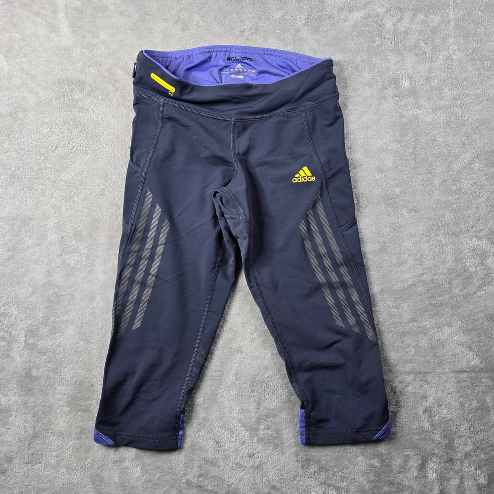 Adidas Supernova Running Leggings Women Small Navy Blue Climalite Capri Athletic